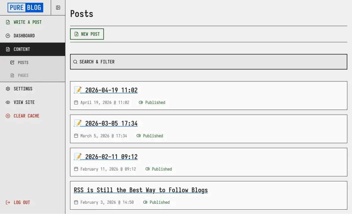 Pure Blog content